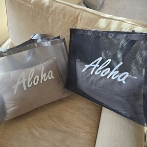 Aloha Black or Gray Mesh Tote Bag